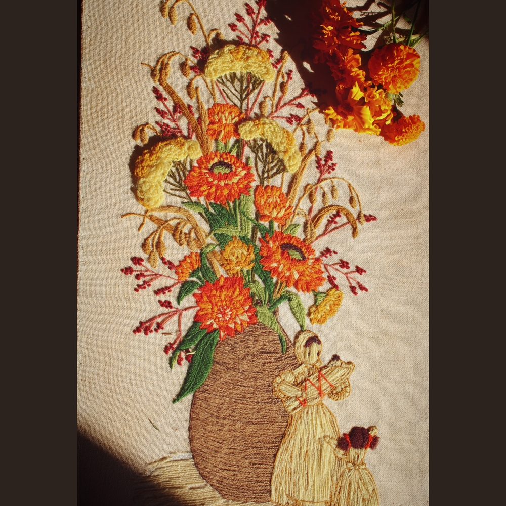 Vibrant Floral Embroidered Art - Picture 2 of 4